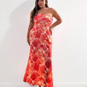 Floral Strapless Maxi Dress